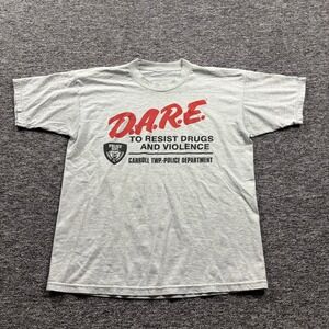 Vintage 1990s DARE Carroll Police Dept Graphic Grey T-Shirt Size XL